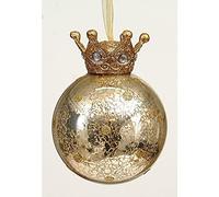 Decorazione Albero Natale Palla Vetro 8cm Oro Con Corona Da Appendere - SELEZIONE Cartoleria Varzi DAL 1956