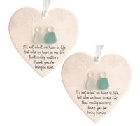 Decorazione amicizia in vetro di mare a forma di cuore, ornamento natalizio con pendente in ceramica, arte fatta a mano come dono speciale per i migliori amici, donne e familiari