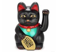 Decorazione animata a forma di gatto fortunato per casa e posto di lavoro, invita buona fortuna con il suo design unico (nero)