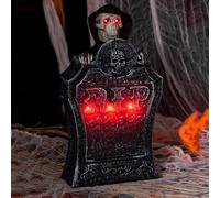 Decorazione animata per Halloween, lapide illuminata con voce raccapricciante, con sensore attivato dal sensore, con suono raccapricciante e occhi luminosi, per casa infestata, cortile, decorazione