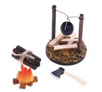 Decorazione antincendio giocattolo della casa delle bambole - Scultura rustica delle foreste false, accento di fiamma artigianale | Setter scena scintillante in miniatura, accogliente modello narr