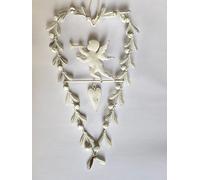 Decorazione Appendere Set 2 Cuore Metallo Angelo Bianco Sonagli HOFF Interieur