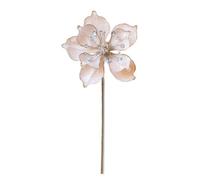 Decorazione artificiale a forma di magnolia per albero di Natale e decorazione per la casa delle vacanze, con struttura in flanella e acrilico, steli in filo di ferro robusti per un uso duraturo