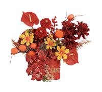 Decorazione Artificiale in Vaso per Bonsai, Ramo di Bacche Rosse, Pianta