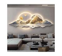 Decorazione artistica da parete 3D con luce LED, sole e luna, scultura illuminata con telecomando, decorazione murale con montagna e cervo, per soggiorno