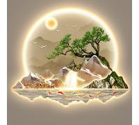 Decorazione artistica da parete 3D, paesaggio orientale con luce LED, arte moderna astratta da appendere per casa, soggiorno, corridoio, ufficio, camera da letto