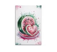 Decorazione artistica da parete a forma di anguria a forma di cuore, stampa ad acquerello, poster con frutta, immagine su tela, affascinante decorazione per soggiorno, decorazione artistica da parete