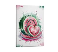 Decorazione artistica da parete a forma di anguria a forma di cuore, stampa ad acquerello, poster con frutta, immagine su tela, affascinante decorazione per soggiorno, decorazione artistica da parete