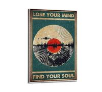 Decorazione artistica da parete a tema dischi in vinile retrò, con scritta "Lose Your Mind Find Your Soul", decorazione artistica da parete per la casa e lo spazio musicale, decorazione moderna da