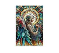 Decorazione artistica da parete con angelo in vetro colorato, poster spirituale, immagine artistica da parete, moderna decorazione da appendere, 50 x 75 cm
