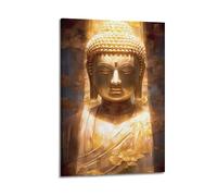 Decorazione artistica da parete con Buddha dorato circondato da luce, decorazione divina per la casa e lo spazio di meditazione, decorazione artistica da parete moderna, poster decorativo da appendere
