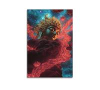 Decorazione artistica da parete con Buddha in mezzo a nuvole rosse cosmiche, decorazione mistica per la casa e lo spazio di meditazione, decorazione artistica da parete moderna da appendere, 50 x 75