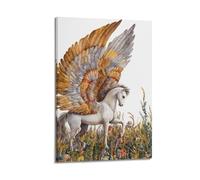 Decorazione artistica da parete con cavallo alato in fiori, stampa realistica, poster su tela delicata, decorazione artistica da parete moderna da appendere, 30 x 45 cm