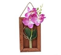 Decorazione artistica da parete con cornice in legno e orchidea farfalla artificiale per casa, ufficio, negozio e uso interno delle aree pubbliche (viola)