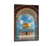 Decorazione artistica da parete con cupola dorata attraverso l'arco, stampa radiosa, poster di architettura, immagine artistica da parete su tela, decorazione moderna da appendere, 40 x 60 cm