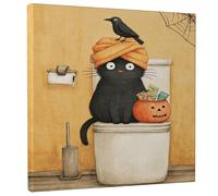 Decorazione artistica da parete con gatto di Halloween, decorazione a forma di gattino, stampa artistica su tela per casa, soggiorno, camera da letto, ufficio, 30,5 x 30,5 cm