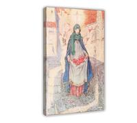 Decorazione artistica da parete con immagine di Santa Elisabetta d'Ungheria di Eleanor Fortescue Brickdale, poster per famiglia, bar, ristorante, garage, caffetteria, cornice regalo 30,5 x 45,7 cm (30