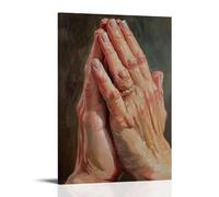 Decorazione artistica da parete con immagine di un primo piano di mani incrociate in preghiera, pittura a olio simbolica, decorazione moderna da appendere, 20 x 30 cm