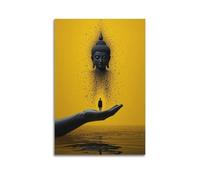 Decorazione artistica da parete con mano di Buddha con piccole figure e particelle, decorazione concettuale per la casa e lo spazio di meditazione, decorazione artistica da parete moderna da appendere