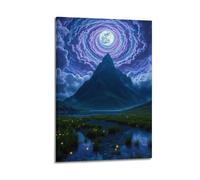 Decorazione artistica da parete con montagna lunare, stampa mistica, poster fantasy, immagine magica su tela, decorazione incantevole per soggiorno, decorazione artistica da parete moderna da
