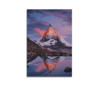 Decorazione artistica da parete con montagna riflessa, stampa spettacolare, poster con paesaggio, splendida immagine artistica da parete, poster decorativo moderno da appendere, 60 x 90 cm