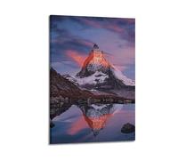 Decorazione artistica da parete con montagna riflessa, stampa spettacolare, poster con paesaggio, splendida immagine artistica da parete, poster decorativo da appendere in stile moderno, 20 x 30 cm