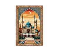 Decorazione artistica da parete con moschea a cupola blu, stampa dettagliata, poster di architettura, squisita tela artistica da parete, poster decorativo da appendere moderno, 60 x 90 cm