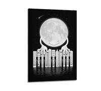Decorazione artistica da parete con pianoforte cittadino che suona la luna, decorazione stravagante per soggiorno e camera da letto, decorazione artistica moderna da appendere, 40 x 60 cm