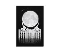 Decorazione artistica da parete con pianoforte cittadino che suona la luna, decorazione stravagante per soggiorno e camera da letto, decorazione artistica moderna da appendere, 40 x 60 cm