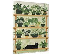 Decorazione artistica da parete con piante verdi, decorazione per la casa con gatti, stampe su tela a tema natura, per soggiorno, camera da letto, ufficio, senza cornice, 30,5 x 40,6