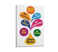 Decorazione artistica da parete con regole di classe, poster con linee guida comportamentali, poster artistico moderno da appendere (60 x 90 cm)