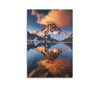 Decorazione artistica da parete con riflessi sulle montagne dorate, splendida stampa, poster su tela, decorazione artistica da parete, moderna da appendere, 20 x 30 cm