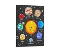 Decorazione artistica da parete con sistema solare, decorazione educativa, decorazione artistica da parete con astronomia, poster moderno da appendere, 50 x 75 cm