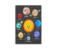 Decorazione artistica da parete con sistema solare, decorazione educativa, decorazione artistica da parete con astronomia, poster moderno da appendere, 50 x 75 cm