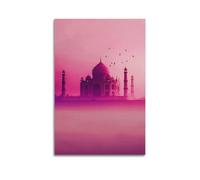 Decorazione artistica da parete con Taj Mahal rosa, stampa morbida, poster di architettura, delicata immagine su tela, decorazione artistica da parete per soggiorno, poster decorativo da appendere