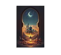 Decorazione artistica da parete con vista della moschea a mezzaluna, stampa luminosa, poster di architettura, immagine su tela raggiante, decorazione artistica da parete, moderna, poster decorativo da