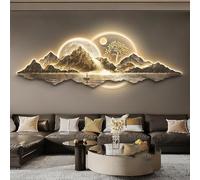 Decorazione artistica da parete in 3D, in legno di pino tradizionale cinese, da appendere alla parete, con luce LED, scultura orientale fatta a mano