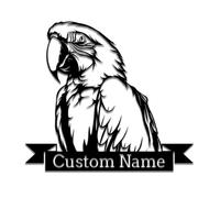 Decorazione artistica da parete in metallo con pappagallo personalizzato, cartello con nome uccello pappagallo, decorazione per la casa, regalo per gli amanti degli uccelli, segno con monogramma con