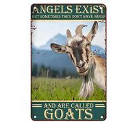 Decorazione artistica da parete in metallo con scritta "Angels Exist But Sometimes They Don't Have Wings And Are Called Goats Goat", decorazione artistica da parete in metallo, divertente, regalo per