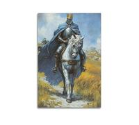Decorazione artistica da parete moderna su tela, poster con figura di re cavaliere a cavallo, bella e romantica per aggiungere un'atmosfera artistica al salotto, 50 x 75 cm, senza cornice
