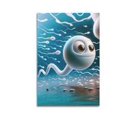 Decorazione artistica da parete moderna su tela, poster scientifico, decorazione per la casa, poster scientifico, decorazione per cellule dello sperma e atmosfera educativa, 20 x 30 cm, senza cornice