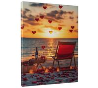 Decorazione artistica da parete su tela con tramonto romantico, decorazione estetica estiva per soggiorno, camera da letto, casa sulla spiaggia, senza cornice, 40,6 x 50,8 cm