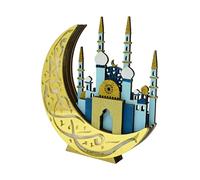 Decorazione artistica in legno illuminata con castelli lunari, moschea, ornamento per Ramadan, musulmani, festival islamici
