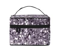 Decorazione artistica scintillante con glitter color lavanda, borsa da viaggio per il trucco da donna, grande organizer per cosmetici