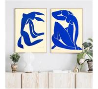 Decorazione astratta per la casa su tela pittura artistica francese Henri Matisse poster blu stampa HD immagine da parete per soggiorno 40 x 60 cm, 2 pezzi senza cornice
