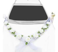 Decorazione Auto Sposi Decorazioni Matrimonio Per Auto Macchina Per Matrimoni Con Nastro Addobbi Per Auto Matrimonio Con 9 Rose Di Alta Qualità Per Festa Di Nozze (Bianco)
