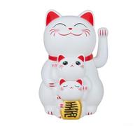 Decorazione automatica a forma di gatto fortunato che sventola utilizzando la tecnologia a energia solare, un delizioso simbolo di ricchezza e allegria ovunque (bianco)