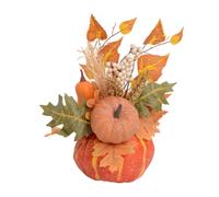 Decorazione autunnale a forma di zucca, robusta, con foglie d'acero,