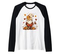 Decorazione Autunnale con Gufo e zucche Maglia con Maniche Raglan