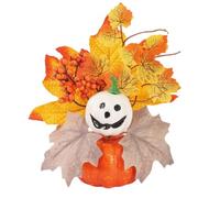 Decorazione autunnale con zucca | Elegante ornamento per celebrazione di Natale | Zucca artificiale con foglie d'acero | Per il tavolino del comodino della camera da letto della ppartamento